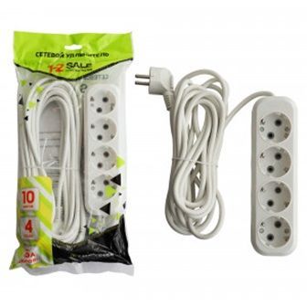 Сет. удлинитель ПВС 3х1 4роз. 10м 16А земля (корпус АБС-пластик) E1М