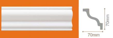 Плинтус потолочный белый 70/70мм С14/70 длина 2м (упак.50шт.) Солид