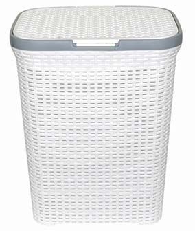 Корзина для белья 60л белая Ротанг