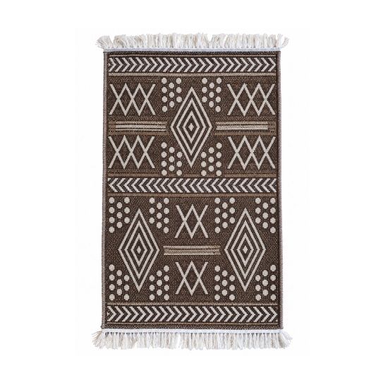 Коврик из хлопка 60*120 крем./сер. UK70531 Kilim Usak