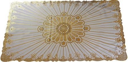 Термосалфетка (30*45) винил. ажурная сер./зол. квадрат/овал 10204 (уп.12 шт.)