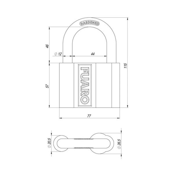 Замок навесной PL-PROTEC-4080 3key (PL-4080) англ. /блистер