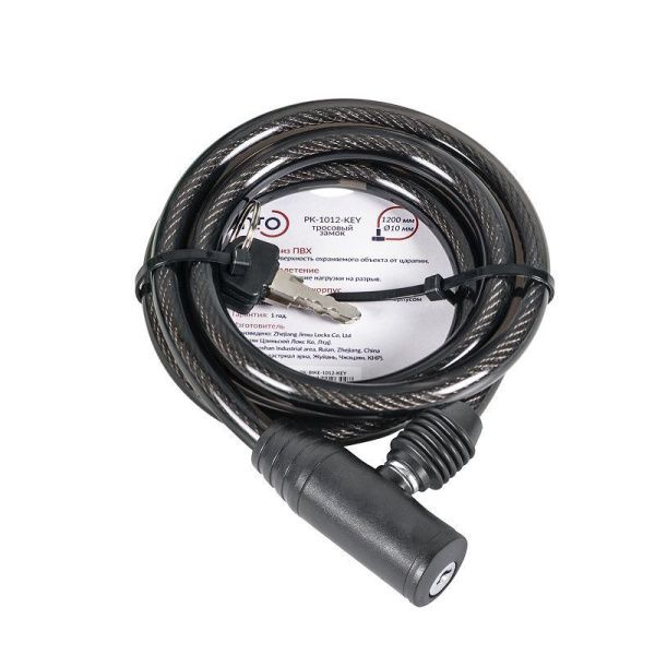 Замок тросовый PK-BIKE-1012-KEY (10х1200) 2key/подвес