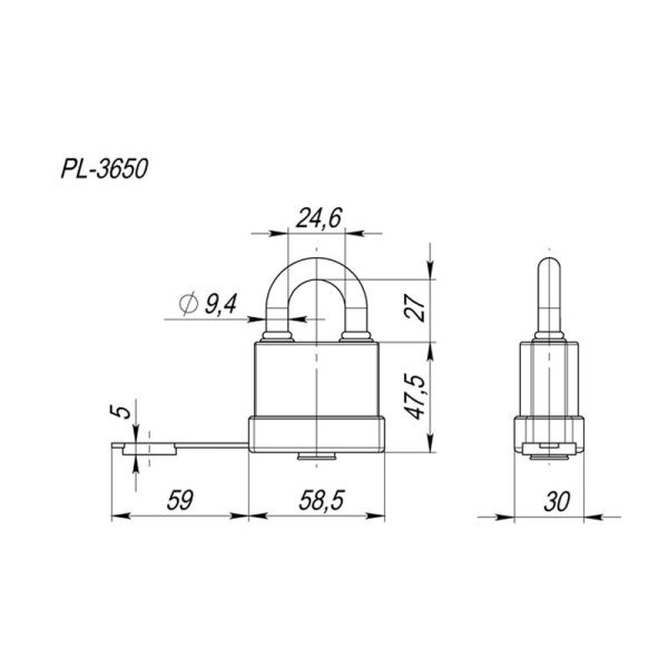 Замок навесной PL-WEATHER-3650 3key (PL-3650) англ. /блистер