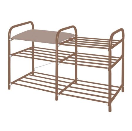 Этажерка "Люкс3" (500х330х800) ЭТЛ3-1/К 3-х ярусн. с мягк. сидением,винил.разборн. кор. Ника