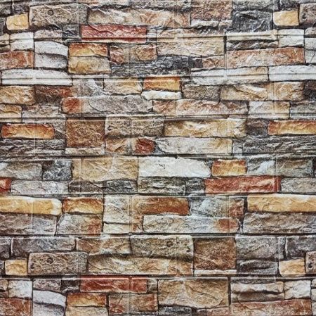 Панель самокл. 3D 700х770х3,0мм арт.321 «Камень ЛОФТ красно-желтый» (упак. 10/15шт.) (ДЕКОФИКС)