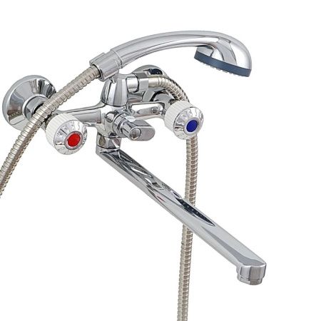 Смеситель для ванны и умывальника двухручковый хром Potato Эверест B 23-356 A