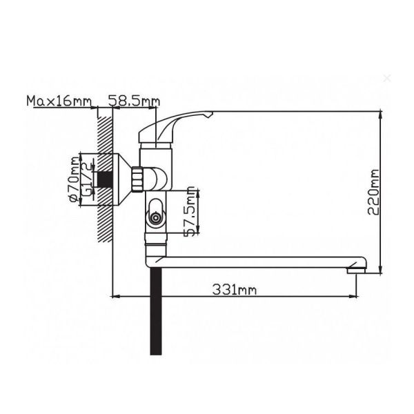 Смеситель для ванны и умывальника монокомандный белый/хром Potato Эверест B 21-033