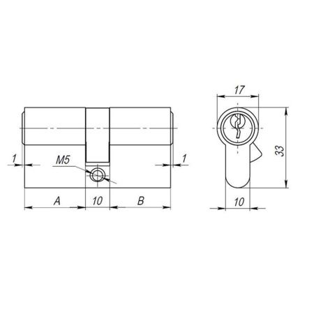 Цилиндровый механизм AX1000Key60 хром