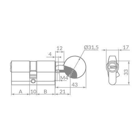 Цилиндровый механизм Z3002Knob80 хром