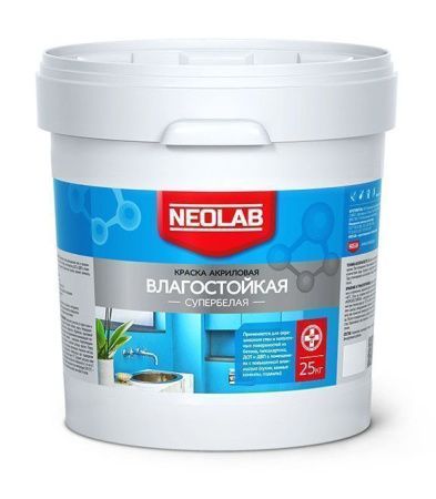 Акриловая супербелая краска ВЛАГОСТОЙКАЯ 25 кг (уп. 1 шт.) NEOLAB