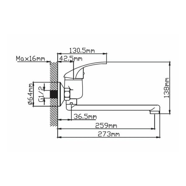 Смеситель для ванны и умывальника монокомандный хром Potato Эверест B 46-040