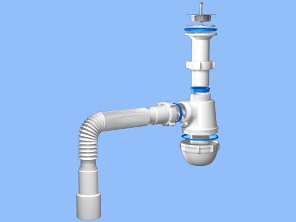 А-0515 Сифон АНИ ГРОТ 1 1/2х40 с гибкой трубой 40х40/50