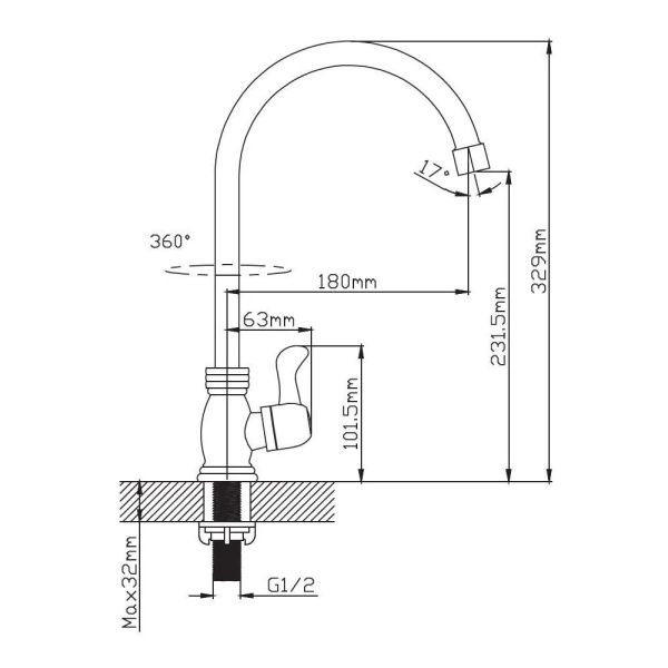 Кран водоразборный одноручковый на холодную воду Potato Эверест B 41-337