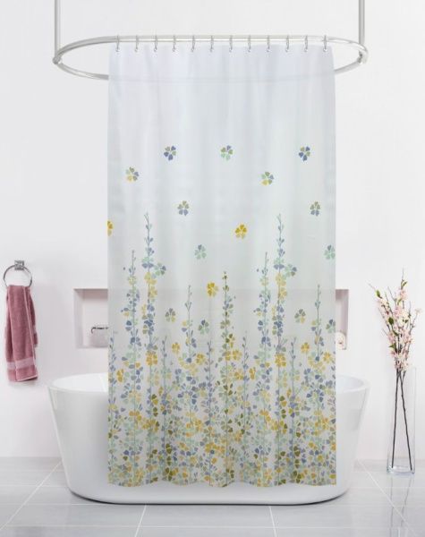 Штора для ванной тканевая белый, цвета лета ВТ-829907 , "Дорофей", 180*180