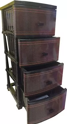 Комод 4-х секц. декор "Кожа" черн.моно рис. (РП451)