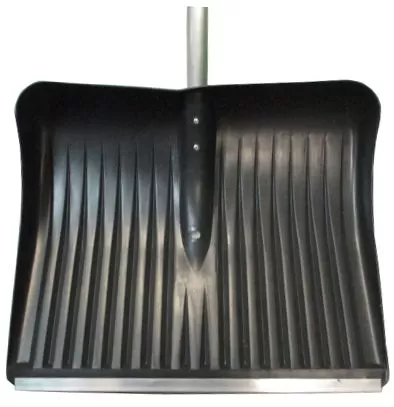 Лопата для снега пластиковая 400*490 с мет.планкой с АЛЮМ.ЧЕРЕНКОМ и V-ручкой №1