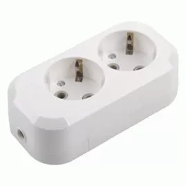 General роз. колодка 2гн., земля, 16А, 250В, 3,5кВт Серия "Easy" с доп. крышкой (АБС-пластик) белая