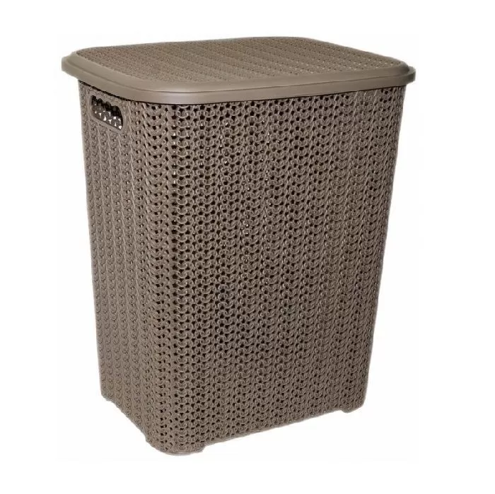 Корзина для белья 60л коричневая Вязь (шоколад)