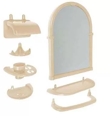 Зеркальный набор для ванной бежевый (слоновая кость), "Олимпия"