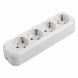 General роз. колодка 4гн., земля, 16А, 250В, 3,5кВт Серия "Easy" с доп. крышкой (АБС-пластик) белая