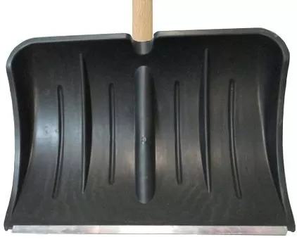 Лопата для снега пластиковая 540*370 с мет.планкой с дер.ЧЕРЕНКОМ и V-ручкой №13