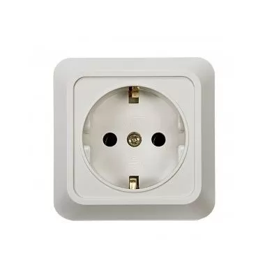 Розетка одинарная с заземлением BOLLETO 7028 белая накладная