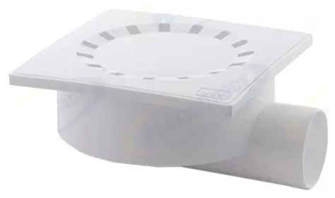 Трап горизонтальный с сухим затвором D50 решетка пласт.150 х150